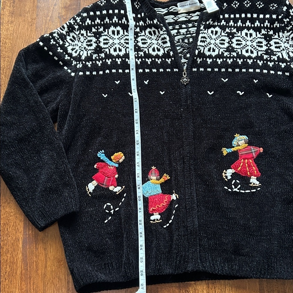 Alfred Donner womens cozy knit winter ice skating full zip cardigan sweater 2X - Picture 6 of 8